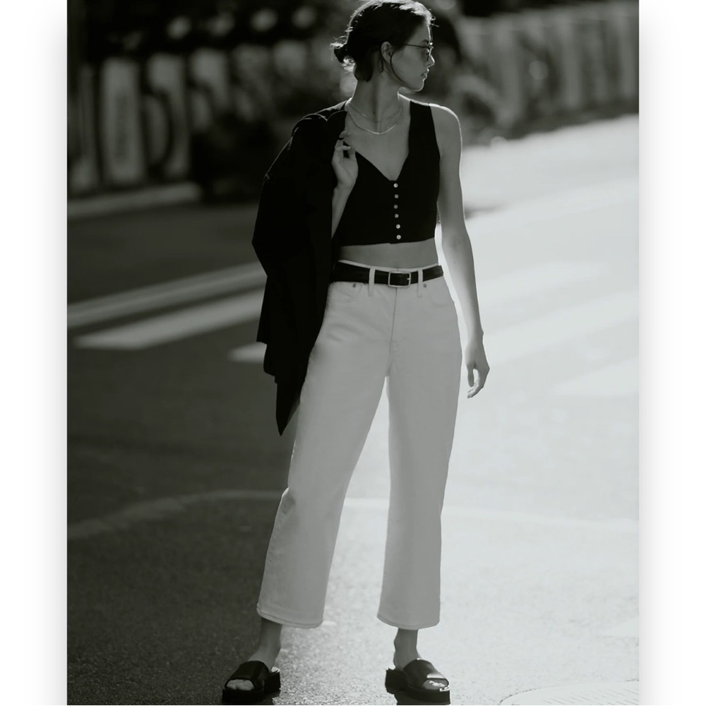 NWT Madewell The Perfect Vintage Wide-Leg Crop Jean in Tile White Size 29 NEW